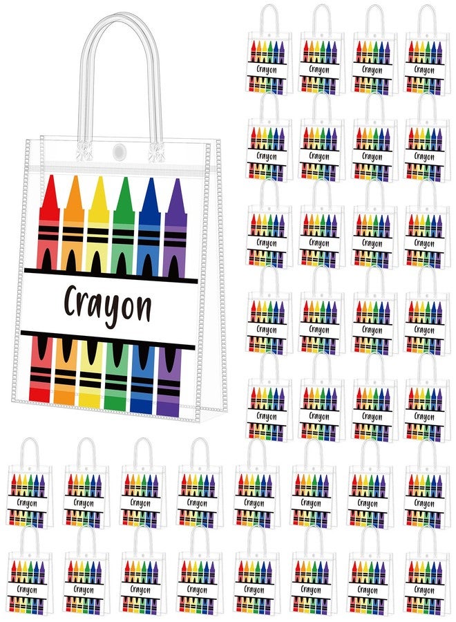 Supervitae 36 Pcs Graduation Crayon Gift Bags Bulk with Handle Plastic Clear Goodies Treats Totes for End of Year Party Favor Teacher Student Classroom School Supplies, 8 x 8 x 3.15 Inch - Image 1