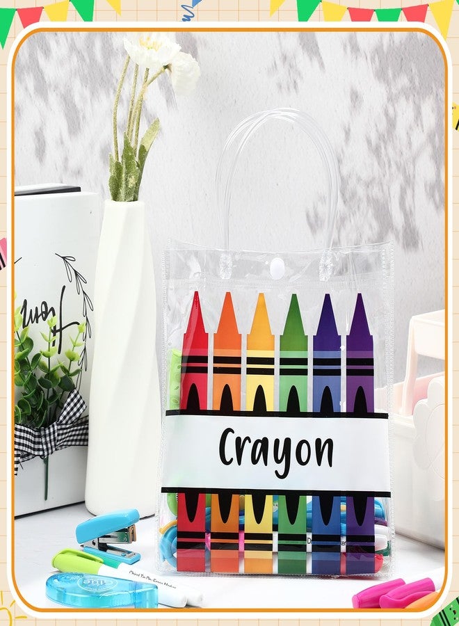 Supervitae 36 Pcs Graduation Crayon Gift Bags Bulk with Handle Plastic Clear Goodies Treats Totes for End of Year Party Favor Teacher Student Classroom School Supplies, 8 x 8 x 3.15 Inch - Image 3
