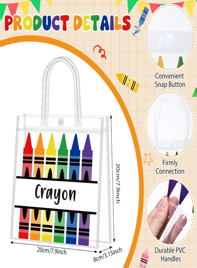 Supervitae 36 Pcs Graduation Crayon Gift Bags Bulk with Handle Plastic Clear Goodies Treats Totes for End of Year Party Favor Teacher Student Classroom School Supplies, 8 x 8 x 3.15 Inch - Image 2