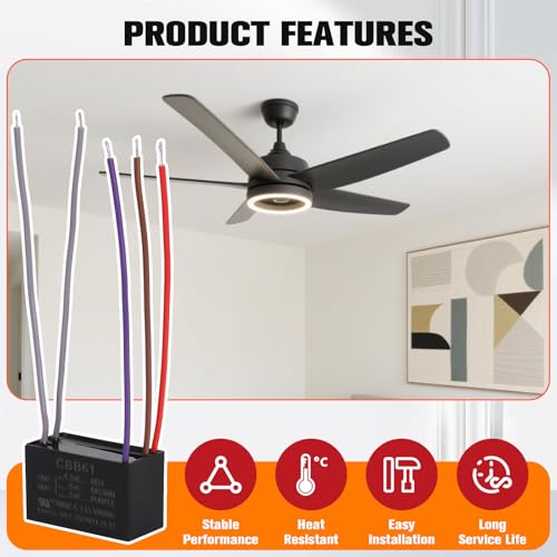 Podoy Ceiling Fan Capacitor 5 Wire for Compatible with New TECH Harbor Breeze 4.5uf 6uf 6uf 50/60Hz AC 250V CBB61 - Image 5