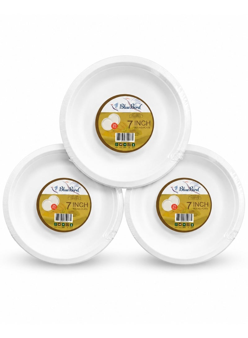 بلوبيرد Bluebird Biodegradable 7 inch Round Plate (1pkt x 25 Pcs) - Image 1