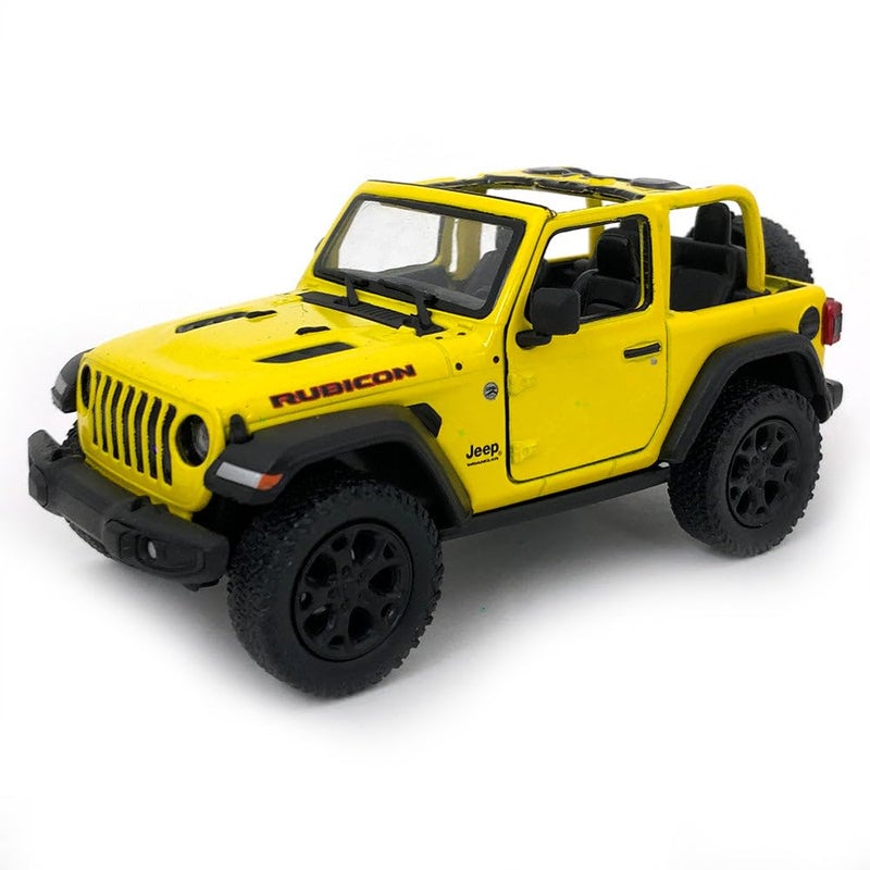 KiNSMART - Jeep Wrangler Rubicon Off Road 4x4 5 inch 1:34 Scale Die Cast Model Replica Toy Car (Yellow Opentop) - Image 1