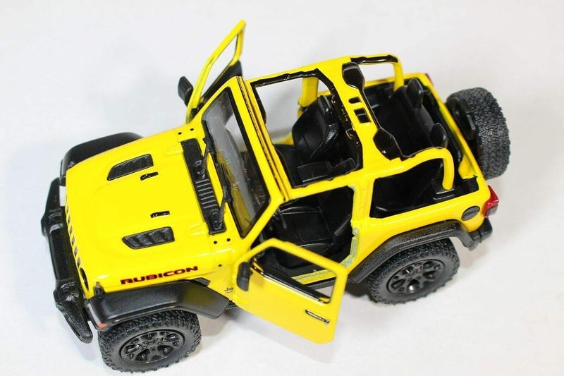 KiNSMART - Jeep Wrangler Rubicon Off Road 4x4 5 inch 1:34 Scale Die Cast Model Replica Toy Car (Yellow Opentop) - Image 5