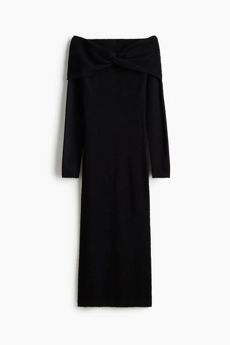 اتش اند ام فستان محبوك ناعم مكشوف الكتفين