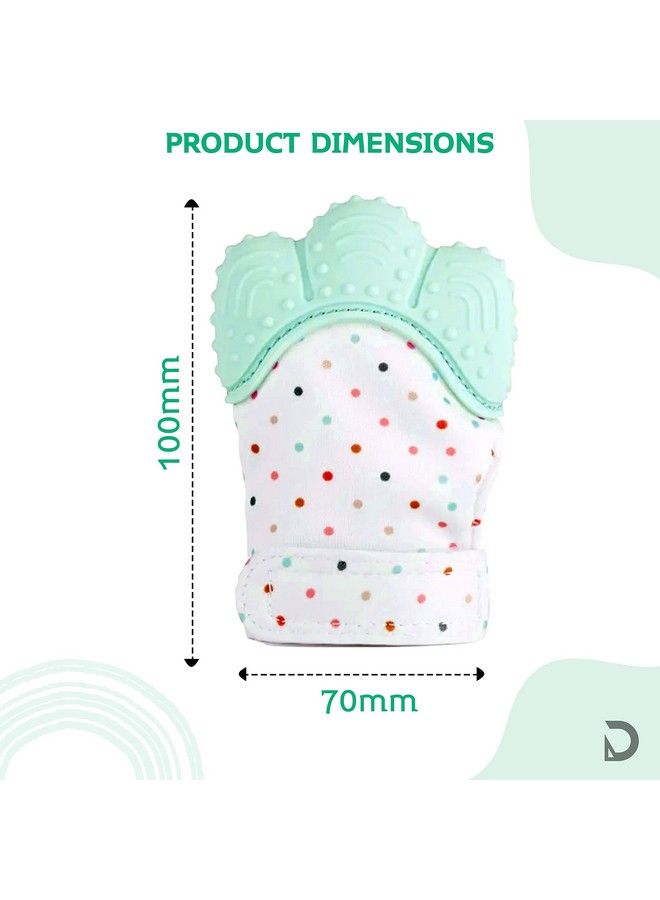 DaKos Teething Mitten [2 Pack] Soft Food Grade Silicone Teether Mitten Glove Handy Teething Mit Toy For Self Soothing Bpa Free For 3�12 Months Infants (1 Pair) (Mint Green) - Image 5