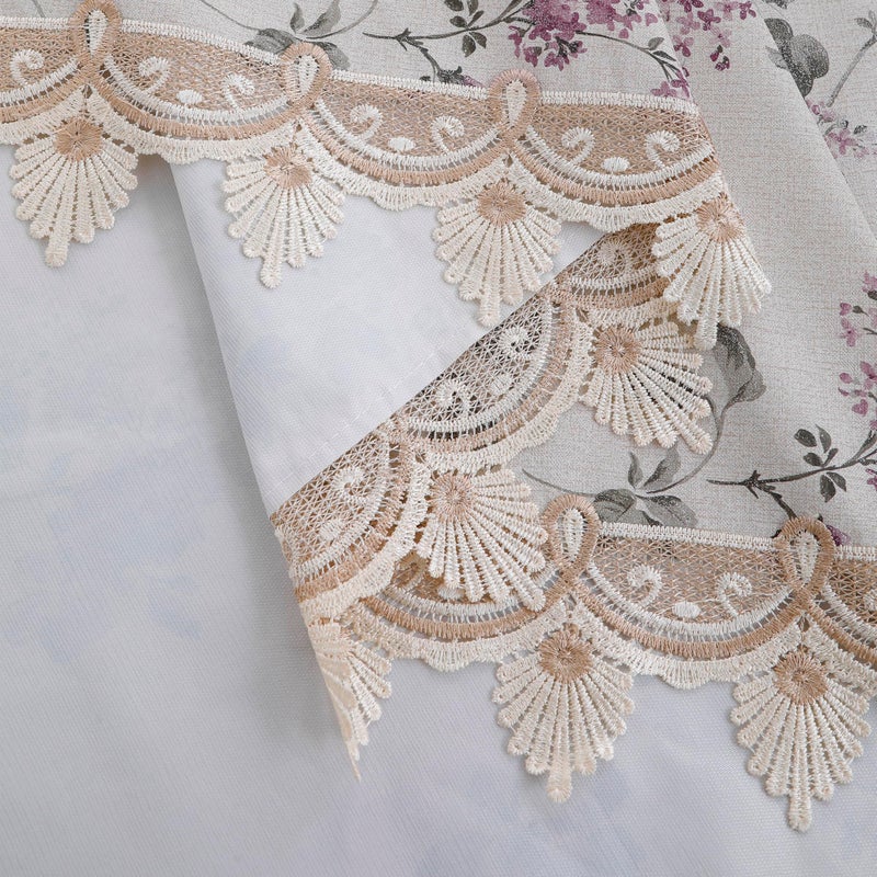 Walrus Heavy Duty Vinyl Tablecloth Elegant Floral Lace-Trimmed Tablecloth Vintage Flower Pattern, Waterproof Oil-Proof Plastic Table Cloth Stain-Resistant Wipeable(Purple Floral, 60X60 Inch) - Image 3