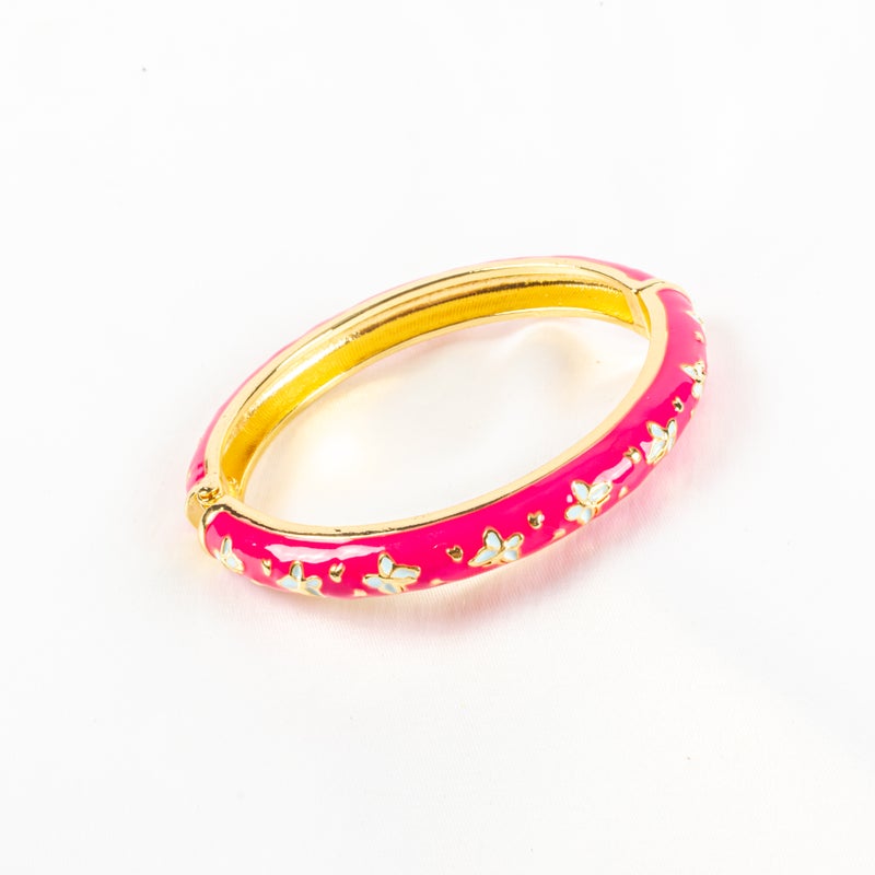 أسورة جولد بليتد فوشيا مزخرفة بالورود - Image 2