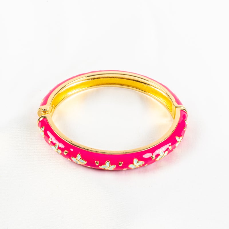 أسورة جولد بليتد فوشيا مزخرفة بالورود - Image 1