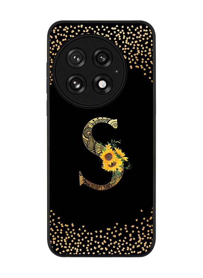 Stylizedd For OnePlus 13 5G Case,Slim fit Camera Protection, Shockproof Thin Phone cover  - Custom Floral Monogram - S ( Black )  - Image 1