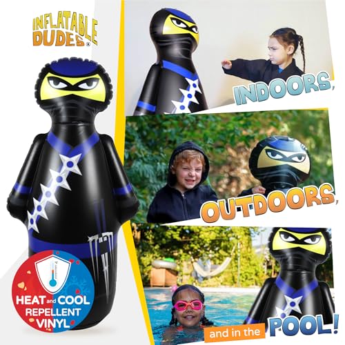INFLATABLE DUDES Ninja Toy 47 Inches -Kids Punching Bag | Already Filled with Sand| Bop Bag | Inflatable Bopper | Boxing | Ninja Birthday Party | Party Decorations | Punching Bag for Kids- (Nobi) - Image 2