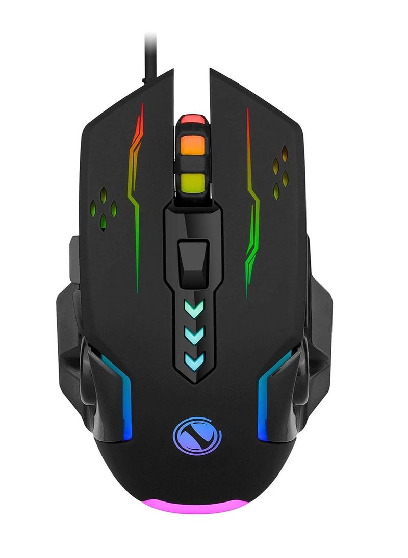 ENTWINO - ENTWINO Mouse, Laptop Mouse, Computer Mouse, Wired USB Mouse, 6 buttons Optical Mouse With RGB Lights Wired Optical Mouse  (USB 2.0, Black) - Image 1