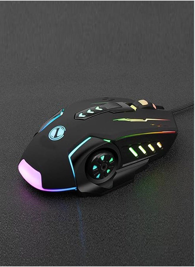 ENTWINO - ENTWINO Mouse, Laptop Mouse, Computer Mouse, Wired USB Mouse, 6 buttons Optical Mouse With RGB Lights Wired Optical Mouse  (USB 2.0, Black) - Image 1