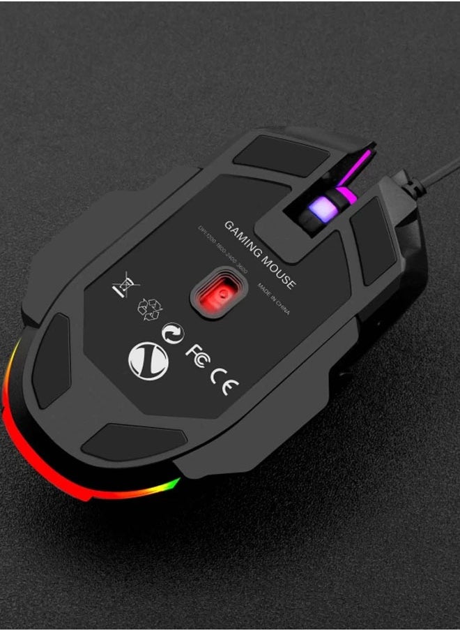 ENTWINO - ENTWINO Mouse, Laptop Mouse, Computer Mouse, Wired USB Mouse, 6 buttons Optical Mouse With RGB Lights Wired Optical Mouse  (USB 2.0, Black) - Image 1