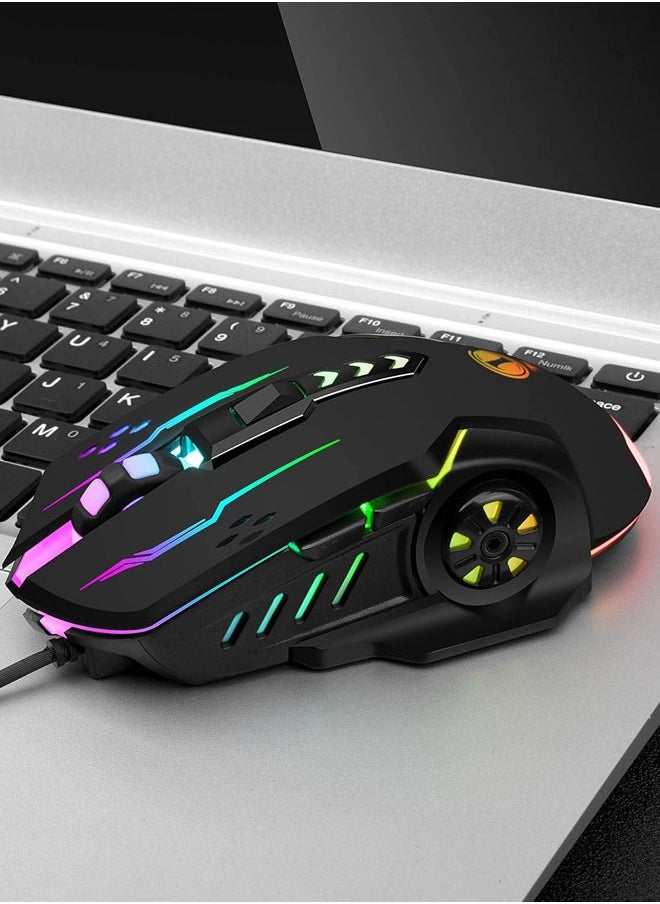 ENTWINO - ENTWINO Mouse, Laptop Mouse, Computer Mouse, Wired USB Mouse, 6 buttons Optical Mouse With RGB Lights Wired Optical Mouse  (USB 2.0, Black) - Image 1
