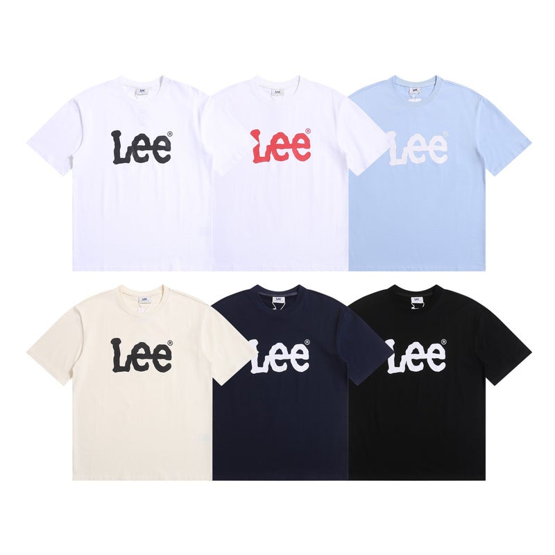 25Ss South Korea Trendy Brand Lee Letter Printing Classic Simple All-Match Men And Women Couples Same Style Pure Cotton T-Shirt - Image 2