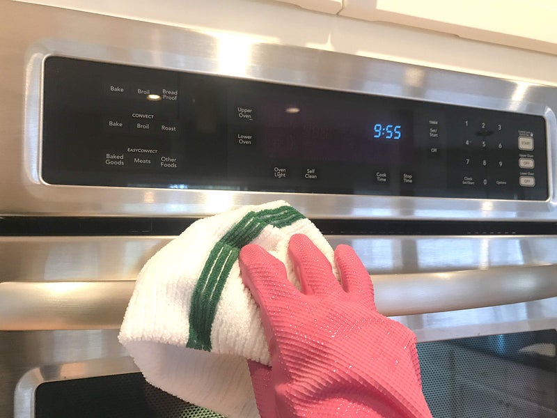 POLYTE Microfiber All-Purpose Ribbed Terry Bar Mop Towel for Home, Kitchen, Restaurant Cleaning (14x17, White w/Green Stripe) 12 Pack - Image 4