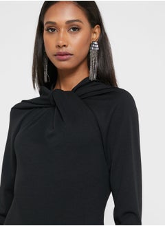 WAREHOUSE Cut Out Detail Knitted Bodycon Dress  - Image 3