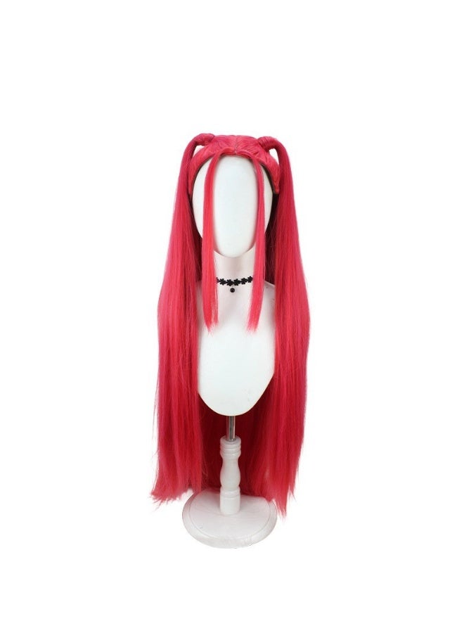 Mira Cosplay Wig | Kpop Demon Hunters | Long Red Double Ponytail Synthetic Wig | Heat Resistant Hair for Halloween, Anime Party, Cosplay Event + Free Wig Cap - Image 2