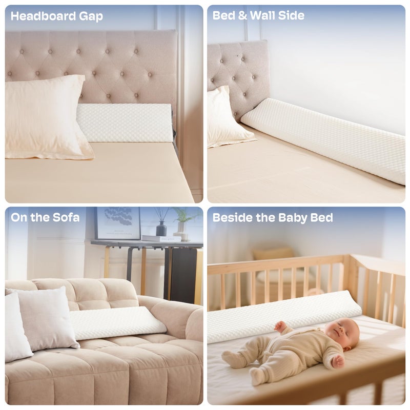 Simpledad King Size Bed Wedge Pillow Headboard, Pillow Wedge for Headboard Gap(0-8"), Mattress Gap Filler Wedge, Stop Items Falling and Get Quality Sleep,Ergonomic Design, Non-Slip, Breathable(76"X10"X6") - Image 2