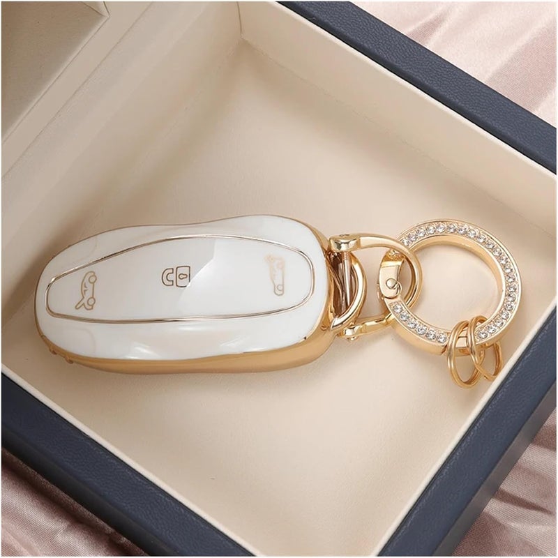 Car Remote Key Case Cover for fit for Model 3, Model X, Model S, Model Y - Shell Bag Accessories(Ivory suit-4) - Image 2