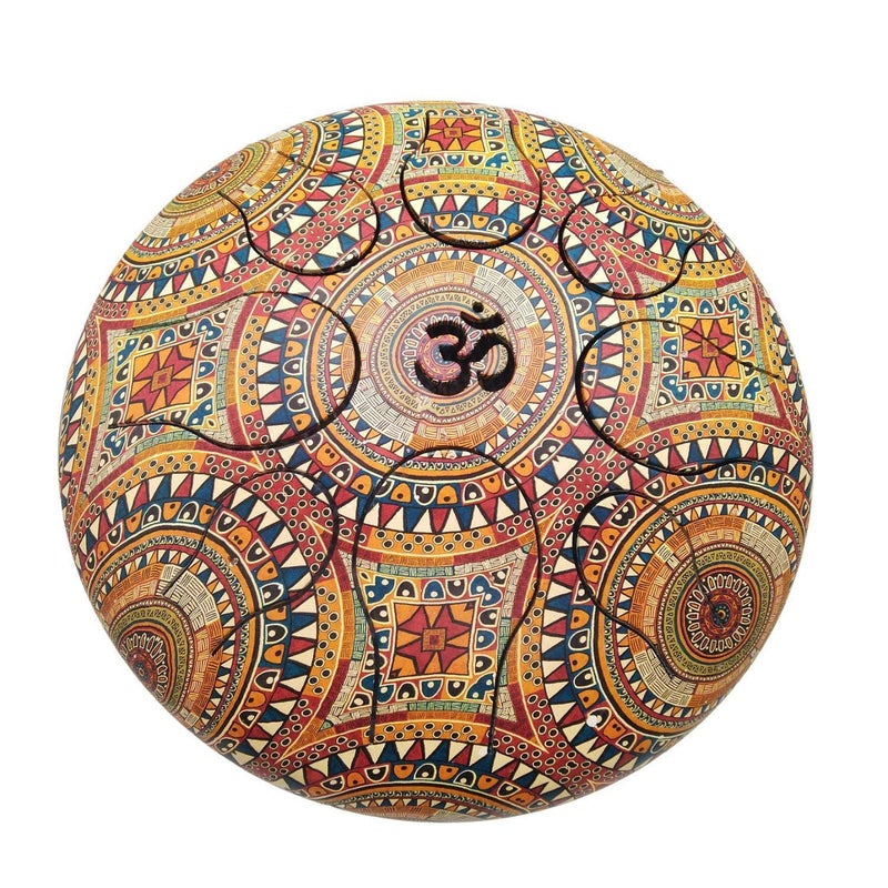 FASHERATI درام اللسان OM من الفولاذ تانك آلة موسيقية إيقاعية هانغبان مع حقيبة وعصي مطرقة 10 بوصة متعددة الألوان - Image 2