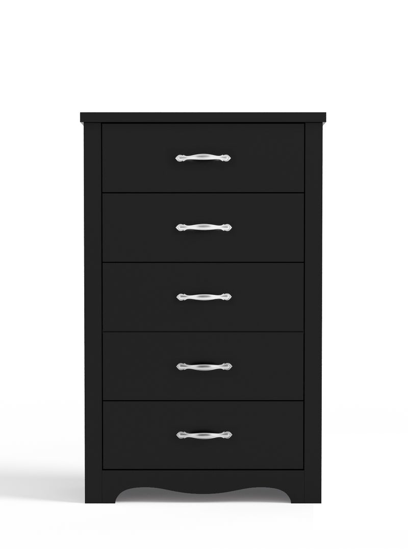 LINSY HOME Wood Dresser Chest Closet Cabinet With 5 Drawers Dressers Organizer For Bed Room Living Room, Closet, Nursery,Blackcolor, Size 67.7x39.8x108.5 cm  - Image 4