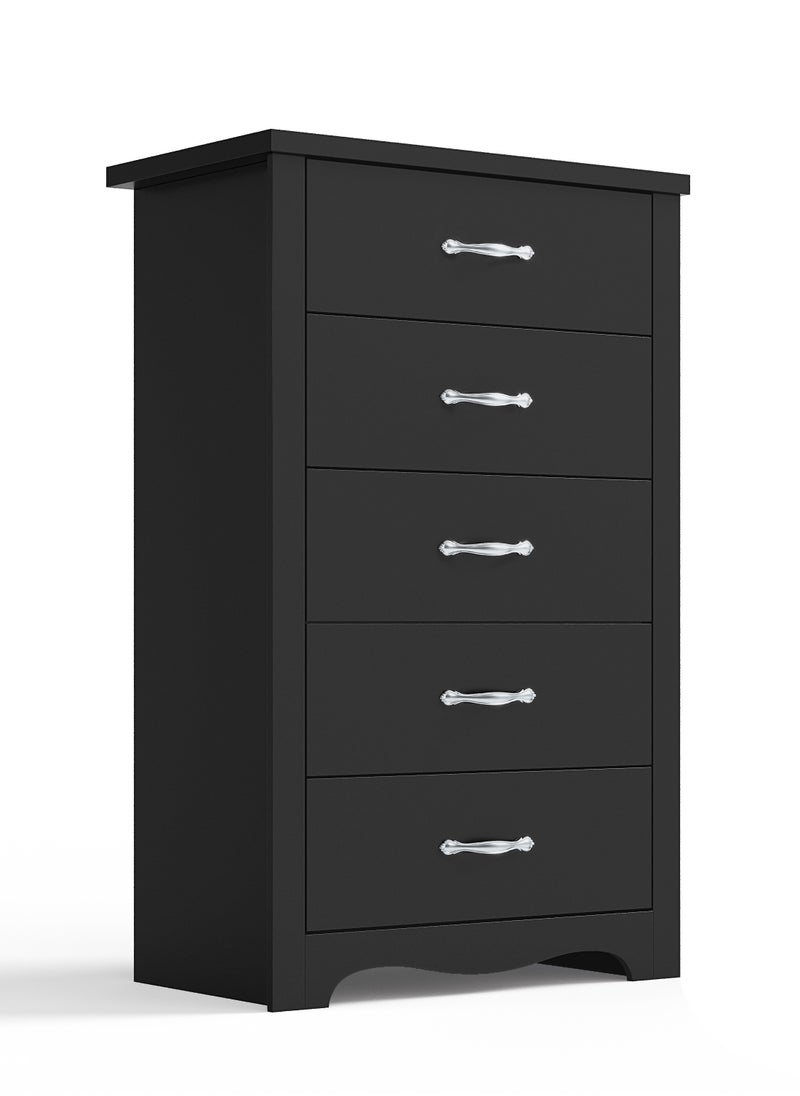 LINSY HOME Wood Dresser Chest Closet Cabinet With 5 Drawers Dressers Organizer For Bed Room Living Room, Closet, Nursery,Blackcolor, Size 67.7x39.8x108.5 cm  - Image 3