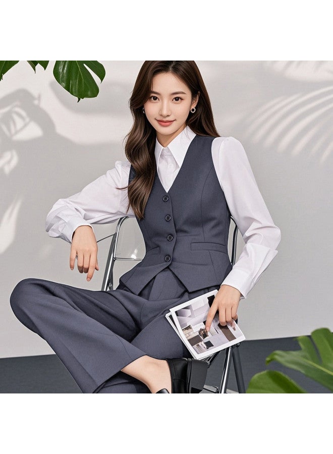 ROMON طقم بدلة مكون من قطعتين للنساء، سترة عمل غير رسمية وسروال، بدلة نسائية ضيقة - Image 5