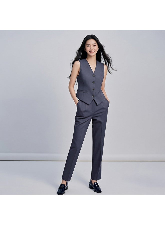 ROMON طقم بدلة مكون من قطعتين للنساء، سترة عمل غير رسمية وسروال، بدلة نسائية ضيقة - Image 3