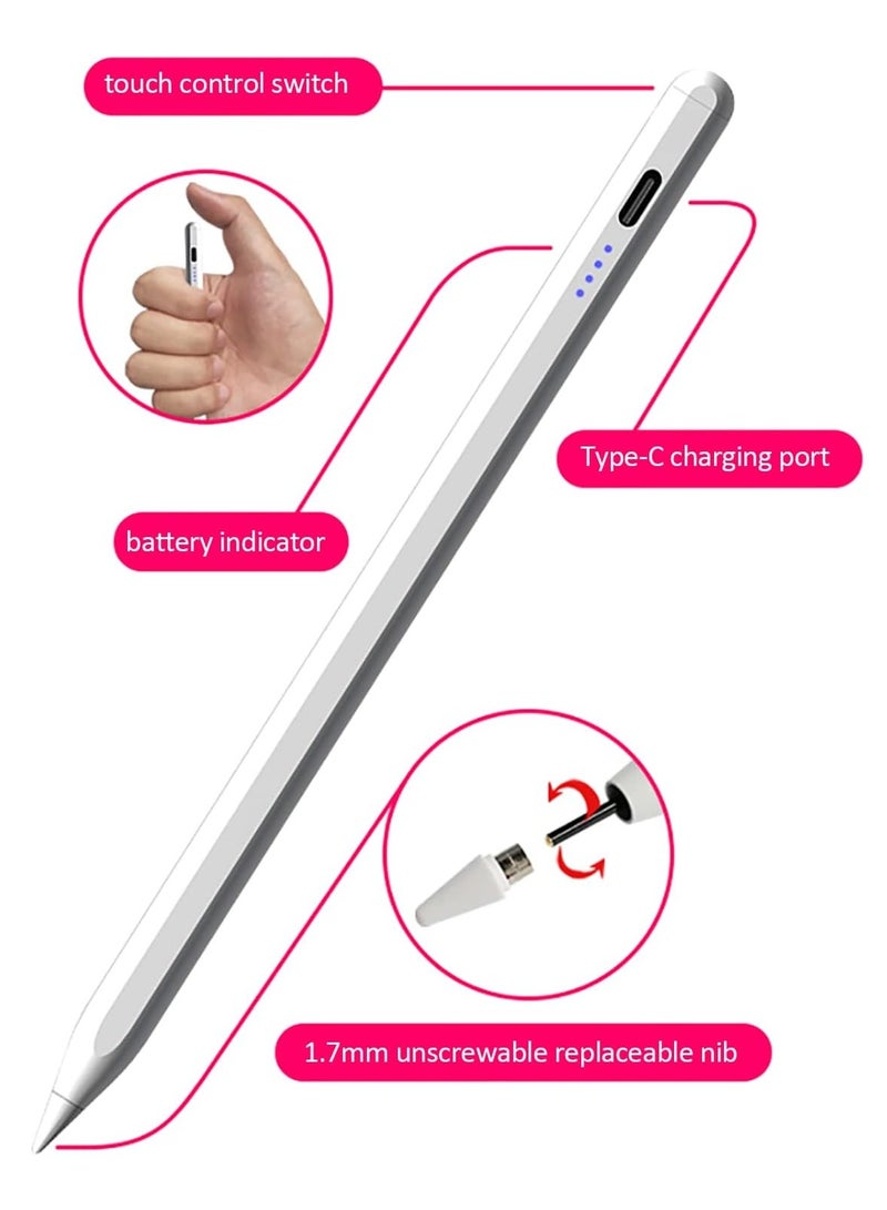 قلم اللمس الشامل مع مغناطيس للاستخدام مع أجهزة Android و iOS و Windows، يتوافق مع iPad و Apple Pencil و Huawei و Lenovo و Samsung والهاتف المحمول والأجهزة اللوحية. - Image 3
