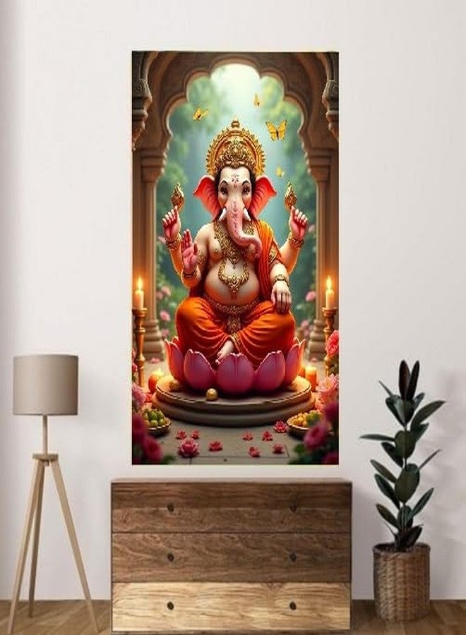 Fliptic Lord Ganesh Poster Wall | Ganpati Sticker Wall | Ganesh Ji Sticker | Ganesha Chaturthi Poster for Decoration | (300 GSM Paper, 12 x 18 Inch, Multicolour) (Design 4, 45L x 30W cm) - Image 2