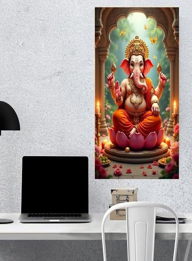 Fliptic Lord Ganesh Poster Wall | Ganpati Sticker Wall | Ganesh Ji Sticker | Ganesha Chaturthi Poster for Decoration | (300 GSM Paper, 12 x 18 Inch, Multicolour) (Design 4, 45L x 30W cm) - Image 3