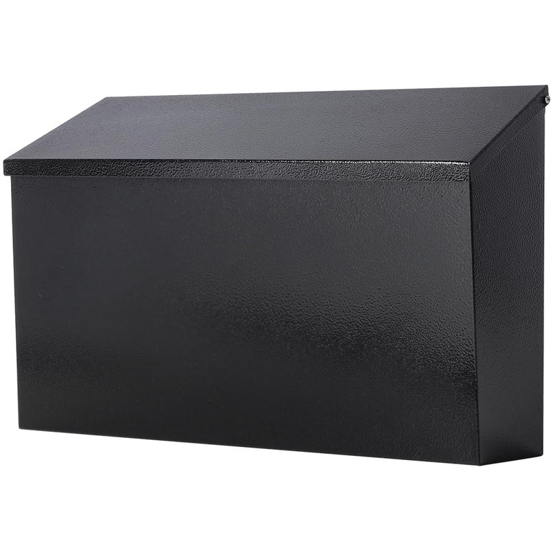 Decaller WallMount Mailbox Mail Box with Large Capacity RustProof Metal Post Box for Outside Black