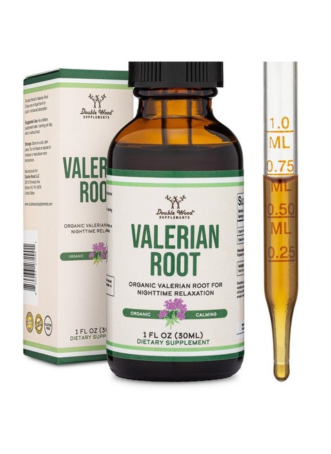Valerian Root Drops for Sleep - Organic Valerian Root Tincture Extract 168mg - 1 FL OZ, 30 Servings (Better Absorbed Than Capsules, Enhances Valerian Root Tea) for Relaxation and Calm by Double Wood