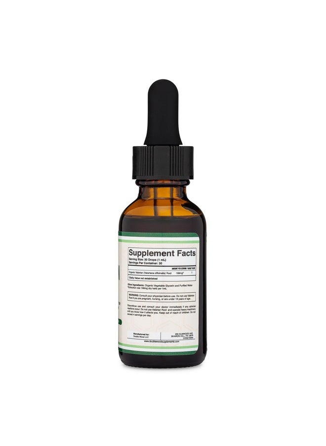 Valerian Root Drops for Sleep - Organic Valerian Root Tincture Extract 168mg - 1 FL OZ, 30 Servings (Better Absorbed Than Capsules, Enhances Valerian Root Tea) for Relaxation and Calm by Double Wood