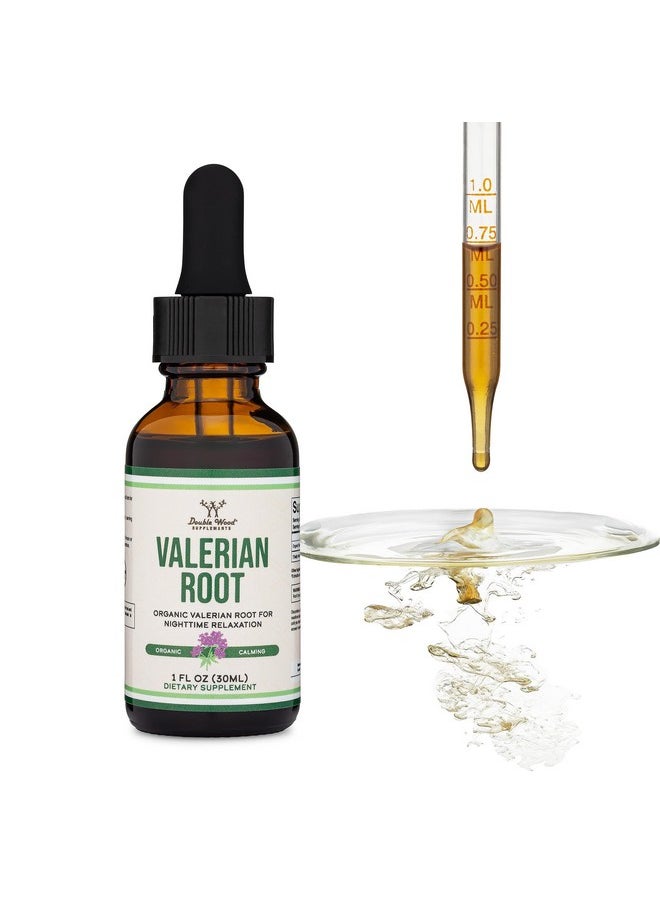 Valerian Root Drops for Sleep - Organic Valerian Root Tincture Extract 168mg - 1 FL OZ, 30 Servings (Better Absorbed Than Capsules, Enhances Valerian Root Tea) for Relaxation and Calm by Double Wood