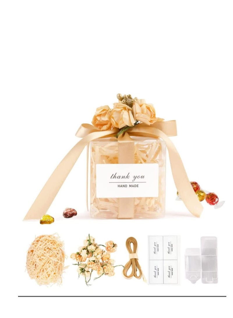 SYOSI Favour Boxes Transparent Cube Gift with Decorations for Candy Sweets Bridal Baby Shower Birthday Party Favours 10Pcs 6x6x6cm - Image 1