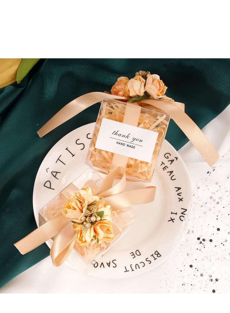 SYOSI Favour Boxes Transparent Cube Gift with Decorations for Candy Sweets Bridal Baby Shower Birthday Party Favours 10Pcs 6x6x6cm - Image 5