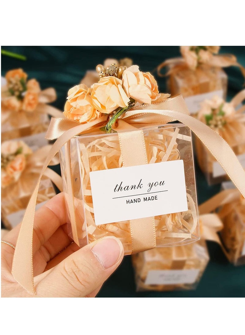 SYOSI Favour Boxes Transparent Cube Gift with Decorations for Candy Sweets Bridal Baby Shower Birthday Party Favours 10Pcs 6x6x6cm - Image 2