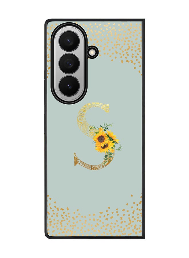 Stylizedd For Samsung Galaxy Z Fold7 Case,Slim fit Camera Protection, Shockproof Thin Phone cover  - Custom Floral Monogram - S  (Light Grey )