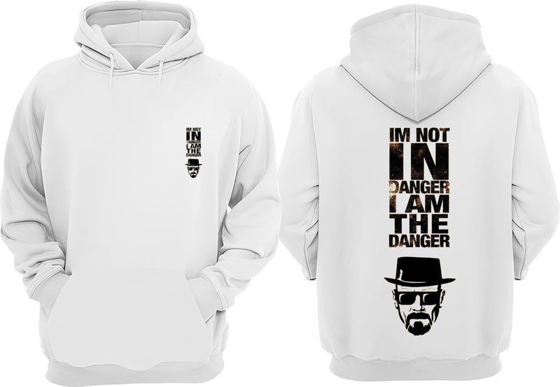 Unisex Im Not In Danger Design Front Back Printed Regular Fit White Sweatshirt