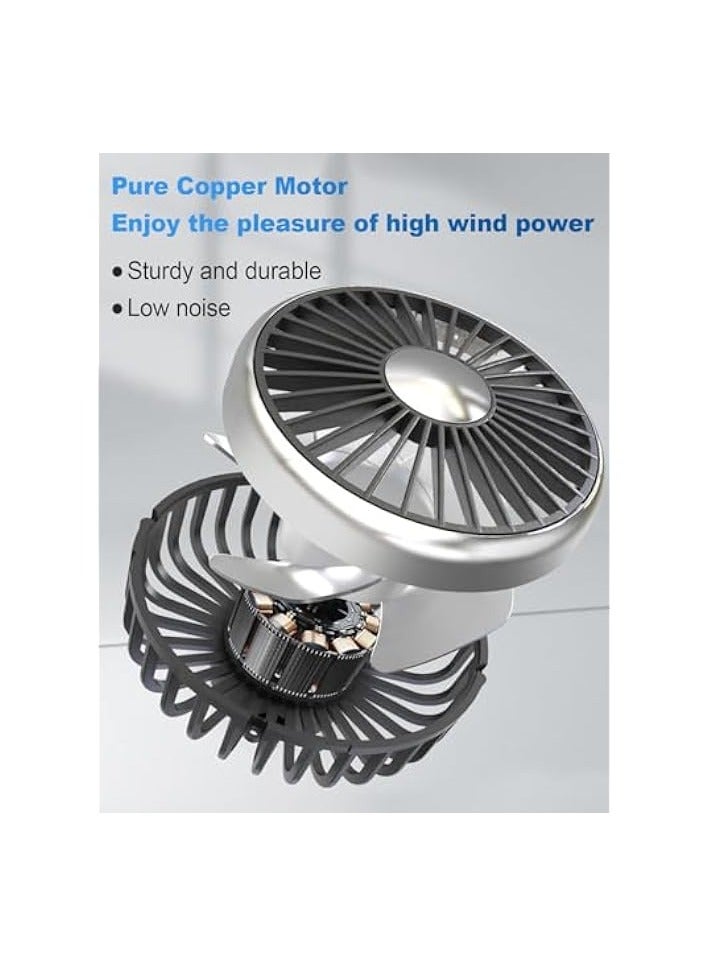 erorex Car Fan for Backseat Dual Head Hose Car Seat Fan with LED Light, Portable USB Fan for Car, 3 Speeds and 360 Degree Rotatable Cooling Vehicle fan for SUV/RV/Truck/Sedan/Cruise, Office/Home  - Image 5