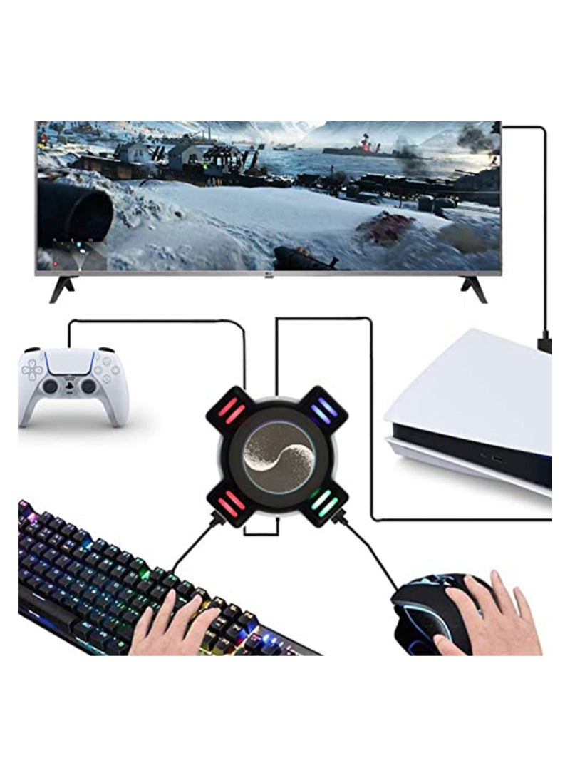 Captaintech Keyboard and Mouse Adapter, Portable Mouse Keyboard Converter with 3.5 mm Audio, Game Pad Controller Adapter, Plug and Play USB Hub Compatible with Xbox One, PS5, PS4, PS3, N-Switch - Image 5
