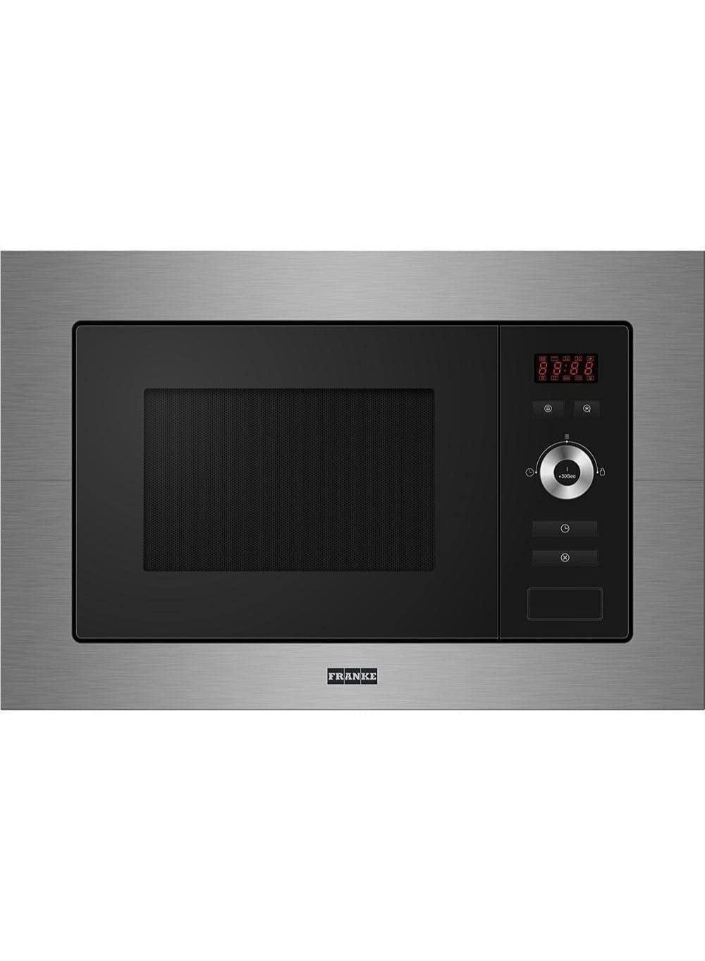 Franke FSL 20 MW XS Built-In Microwave with Grill, 20 Liters, Stainless Steel & Black Glass