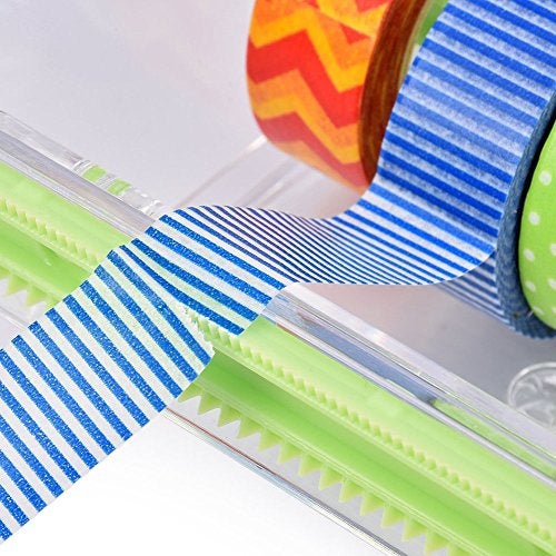 HomDSim 2pcs HomDSim Washi Tape Dispenser Cutter, Roll Holder Organizer, Masking Desktop DIY Sticker Cutter Holder Storage Box - Green - Image 3