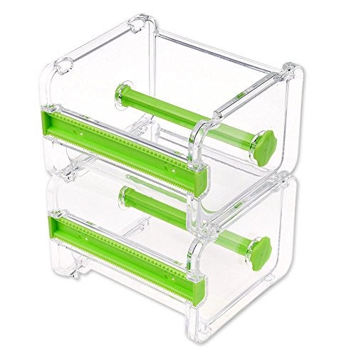 HomDSim 2pcs HomDSim Washi Tape Dispenser Cutter, Roll Holder Organizer, Masking Desktop DIY Sticker Cutter Holder Storage Box - Green - Image 1
