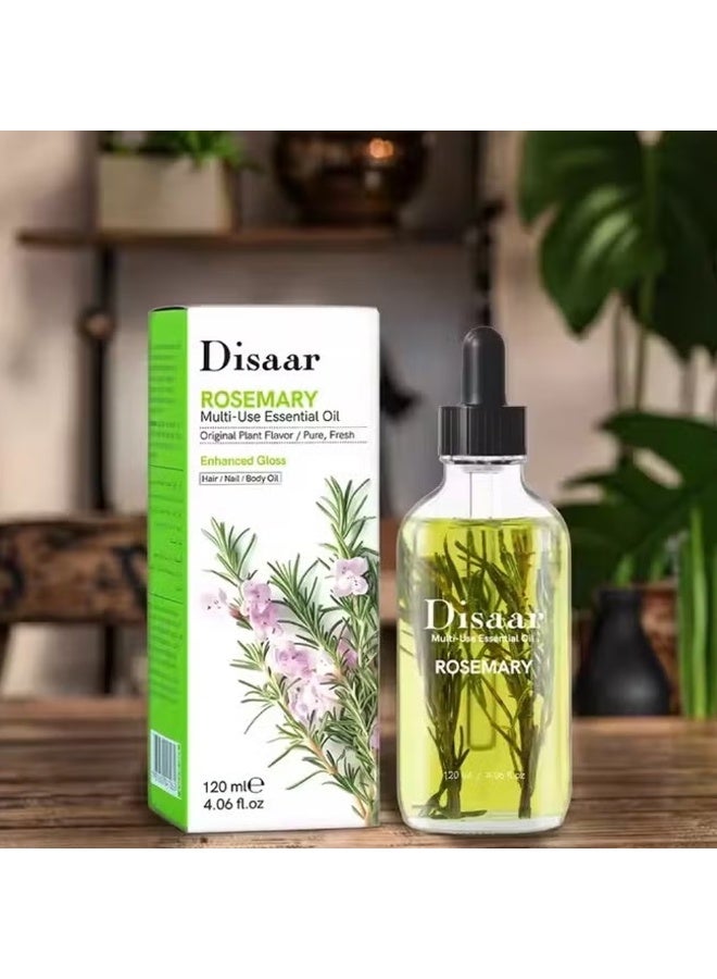 Disaar Organic Disaar Rosemary Essential Oil – 120ml Multi-Use Treatment for Hair, Skin & Nails | Restores Shine, Stimulates Growth & Nourishes Naturally | Fresh Herbal Aromatherapy Oil - Image 5