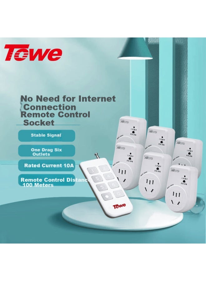 Towe, Multi-way Remote Control Socket, 220v Six-channel Intelligent Through-wall Remote Control Switch Socket, 10a Remote Control Socket, Ap-ws101/d - Image 1