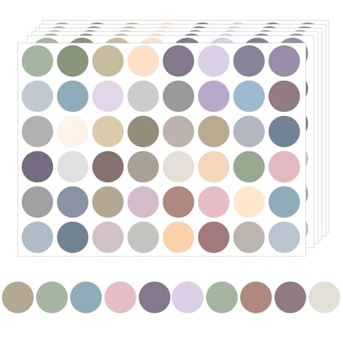 STARLIBOO Dot Stickers - Morandi Color Code Labels, 1in Round, Writable (1200 Labels, Multicolored) - Image 1