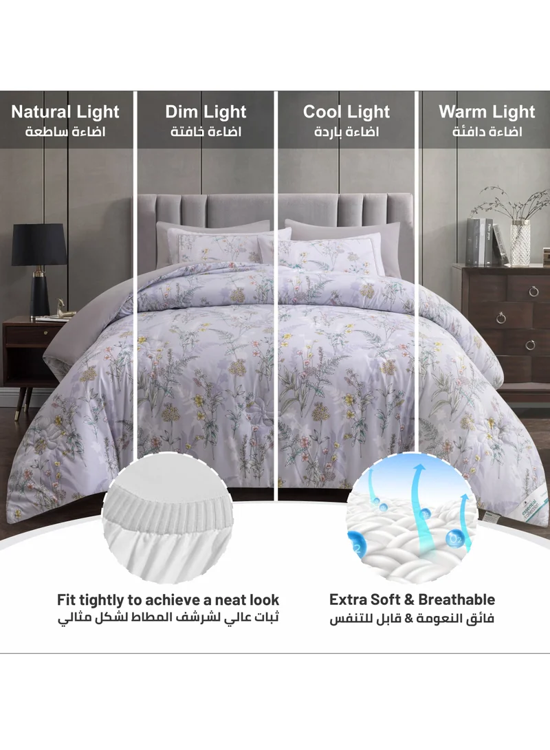 Donetella Comforter Set 4-Pcs Single Size Printed Reversible Bed Fit 140 x 200 CM All Season Comforter With (350 GSM) Down Alternative Filling,